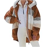 Plüschmantel Damen Teddy Lang Teddymantel mit Kapuze Grün Mädchen Plüschjacke Plüsch Oberbekleidung Kunstpelzjacke Wintermantel Hoodie Jacke Full Zip Mantel Winterjack Fleecejacke kap