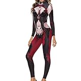 Flysnow Womens Halloween Cosplay Costume Women's Long Sleeve Bodycon Jumpsuit Catsuit 3D Digital Printed Performance Bodysuit, S-XL