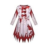 Mädchen Zombie Kostüm Halloween, gruselige Kostüme Blutige Kinder Kostüm, Vampir Kostüm Cheerleader O