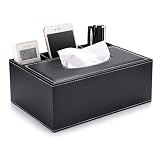 BSTKEY PU-Leder Household Office Rechteckige Tissue Box mit Remote-Aufbewahrungsbox - Eleganter und stilvoller Serviettenhalter für zu Hause Schreibtisch-Aufbewahrungsbox, Schw