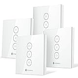 [Schaltbares LED] Smart Rolladen Zeitschaltuhr, Etersky Wlan Rolladenschalter für Rollladen Jalousien, Kompatibel mit Alexa und Google Home, Touch Panel, Alexa Zubehör für Smart Home - 4 Pack