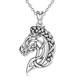 CELESTIA Pferde Halsketten für Damen Mädchen, Oxidierte 925 Sterling Silber Pferde Anhänger mit Kette, Geschenke für Liebhaber des Reiter, Tier Schmuck