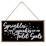 Lustiges Badezimmer-Dekoschild – Sprinkles are for Cupcakes Not Toilet Seats – Wandkunst zum Aufhängen für Zuhause, Küche, Tür – niedliche Bauernhaus-Sprüche – 25,4 x 12,7 cm Kreidetafel-S