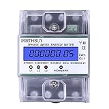 Stromzähler 220 / 380V 5-80A Energieverbrauch Digitaler Stromzähler Wechselstromzähler 3-Phasen 4-Draht KWh Zähler mit LCD Zwischenzähler Wechselstromzähler für DIN Hutschiene Leistungsmesssy