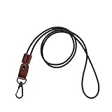 Leder-Schlüsselband, Aolaso Umhängeband Schlüsselanhänger für Schlüssel, Ausweiskartenhalter, USB-Stick,Mini-Notebook aus Leder/Schlüsselband Büro Unisex (Dunkelbraun-1 Pack)