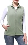 DAFENP Damen Weste Fleece Outdoor Fleeceweste Winter Warm Gefüttert Winddicht Ärmellos Jacke mit Reißverschlusstaschen MJ51041W-Green-XL