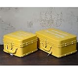 LiChaoWen Dekorativer Koffer, Retro-Blechdose, antiker Stil, für Fotografie, Requisiten, Schmuck, Organizer (Farbe: Gelb, Größe: 2 Stück)