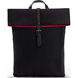 DI ROSA 'Verona Amore' Rucksack Damen | Schwarz Bordeaux Rot | Praktische Laptop Tasche - Uni Büro Arbeit Alltag | Damenrucksack Elegant - Hochwertig & Nachhaltig | Modern Klein | F