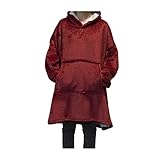 JWYing Decke Hoodie Frauen Winter Hoodie Decke Mit Ärmeln Und Taschen,Um Warme Decken Weich Zu Halten (Color : RED, Size : One Size)