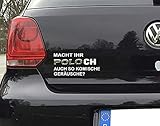 MS Car Sticker Macht Ihr Polo ch auch so komische Geräusche? Fun Aufkleber für VW Polo (schwarz glänzend)