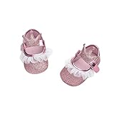 DEBAIJIA Baby Mädchen Prinzessin Schuhe Kleinkind Schöne Krone Spitze Weiche Sohle rutschfeste Kunstleder Geeignet für 6-18 Monate Klettverschluss Rosa 18 EU (Etikettengröße 2)