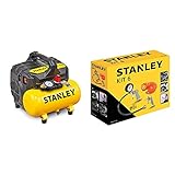 Stanley 100/8/6 Silent Air Compressor DST 100/8/6SI, 750 W, 230 V, Giallo & Zubehör für Luftkompressoren, Airtoolkit 6 Stück, 9045717STN