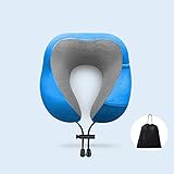 Slefpt Reisekissen, 100% Pure Memory Foam Nackenkissen, Nackenstütze, geeignet for Büro/Reise/Flugzeug/Auto, for Herren Damen (Color : Royal blue-A)