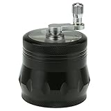 Dcou Handkurbel Premium Mühle unzerbrechlich CNC Aluminium Metall Kräuter Mahler Schleifef (Schwarz)