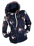 Zeralda Damen Sweat Jacke Kapuze Fleece gefüttert Hoodie Übergangsjacke Blume Anker M L XL 2XL (Blau, M)