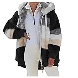 Plüschmantel Damen Teddy Lang Teddymantel mit Kapuze Grün Mädchen Plüschjacke Plüsch Oberbekleidung Kunstpelzjacke Wintermantel Hoodie Jacke Full Zip Mantel Winterjack Fleecejacke kap