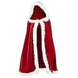 BYFRI Weihnachtskostüm Frau Weihnachtsmann-Mantel Samt Roter Umhang Mit Kapuze Abendkleid Weihnachtsfest 1.2