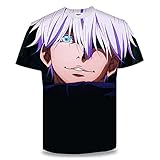 ZOSUO Unisex 3D Gedruckt Jujutsu Kaisen Kreatives Grafik Cosplay Gojo Satoru Kurzen Ärmeln T-Shirt Sommer Bequem Und Komfortabel Persönlichkeit Casual Kurzarm Top,D,XXXXL