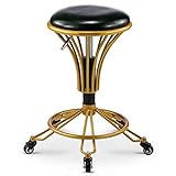 Decorative stool CSQ- Drehstuhl Mit Rädern, Retro PU-Leder Hocker Schönheitssalon Barber-Shop Ankleidezimmer Schlafzimmer Makeup Hocker, 50-62cm(Size:50-62CM,Color:E.)
