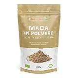 Maca Pulver Bio 200g. Natürlich und Rein, hergestellt in Peru aus Bio Maca Wurzel - Gelatiniert - NaturaleB