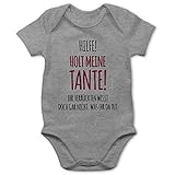 Shirtracer Statement Sprüche Baby - Hilfe Holt Meine Tante - 12/18 Monate - Grau meliert - Body Tante Baby - BZ10 - Baby Body Kurzarm für Jungen und M