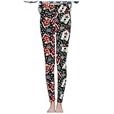 AFFGEQA Thermohose Damen Casual Weihnachtsdruck Plus Samt Dicke Lammwolle Leggings Herbst und Winter hohe Taille Strumpfhosen Gefütterte Skinny F