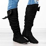 Winterschuhe Damen Gefüttert Stiefel Wasserdicht Schneestiefel Flache High-Top Wildlederstiefel Mit Schleife Vintage Schnürstiefel Thermostiefel Winter Stiefeletten Schnürboots Schneeboots Winterb