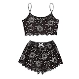 BHYDRY Damen Pyjamas Freizeit Home Pyjamas Kuh Plaid Verschiedene Typen Gedruckt Kurzarm Sling ÄRmellose Pyjamas S