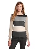 Leo & Nicole Damen-Pullover, langärmlig, Colorblock, Rundhalsausschnitt, anthrazit/schwarz, X-Groß