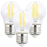 Luminea LED Leuchten: LED-Filament-Lampen im 3er-Set, G45, E27, 470 lm, 4 W, 6500 K, dimmbar (LED-Filament-Leuchtmittel)