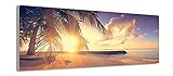 XXL Glasbild Aus Acrylglas inkl. Befestigungsset in 3 Größen Sonnenuntergang Strand Meer Wandbild Einteilig Querformat (DIN A2 (42x60))