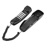 Richer-R Wandtelefon Schnurtelefon, Schnurgebundenes Telefon Wahlwiederholung Kompakttelefon,Noise Cancelling Schnurgebundenes Analog Telefon mit Mute-Funktion für Hause Büro usw.(Black)