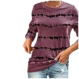 Damen Wave Striped Langarm Pullover T-Shirt Shirt Top Fashion Casual Striped Loose Sw