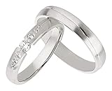 Ardeo Aurum Trauringe Damenring und Herrenring aus 375 Gold Weißgold mit Zirkonia Eheringe matt Paarp