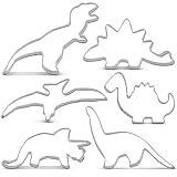 KENIAO Dinosaurier Ausstechformen Set Ausstecher Brot für Kinder - 6 Stück - T-Rex, Triceratops, Stegosaurus, Brontosaurus, Pterodaktylus und Baby Dinosaurier - E