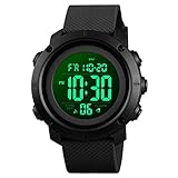 A ALPS Uhr Herren, Sport Outdoor Digital Uhren für Männer mit Wecker/Kalender/LED-Licht/Countdown/Stoppuhr 5ATM Wasserdichte Silikon Armband Armbanduhr, Multifunktion H