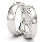 KOLIBRI RINGS Paarpreis Silber Eheringe Rhodiniert 15 Zirkonia Steine Trauringe Partnerringe Freundschaftsringe - Gratis Gravur und E