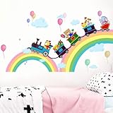 Home Melody süßes Regenbogen Tier Wand-Tattoo selbstklebend, Zug-Lokomotive Wand-Aufkleber Wand-Sticker Junge Mädchen Kinderzimmer Schlafzimmer Spielzimmer Wand-Deko Wand-Bild Wand-Dekoration Zoo W