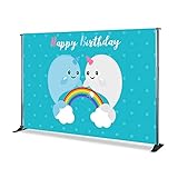 Levoo sxy816 Hintergrund mit Cartoon-Wal-Narwal-Motiv, Fotostudio, Happy Birthday, Junge und Mädchen, Neugeborene, Babyparty, Party-Dekoration, Hintergrund (1,5 x 0,9 m)