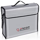 ZAERM Feuerfeste Tasche,Feuerfeste Dokumententasche 39 x 13 x 31 cm,Hergestellt aus Hochwertigem Silikonfaserglas,Feuerfeste Dokumentenbox für A4-Dokumente Passbank Bankdatei Geldschmuck W