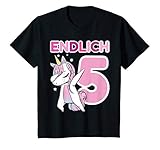 Kinder 5. Geburtstag Mädchen ENDLICH 5 Einhorn Geschenk Fünf Jahre T-S