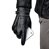 GSG Herren Winter Warme Echt Schaffell Leder Handschuhe Touchscreen mit Kaschmir Gefüttert M13620, Schwarz (Touchscreen Kunstfell gefüttert), 95
