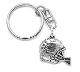 Schlüsselanhänger American Football Helm, silberfarben, Zinn (einseitig) in Zitronen-Geschenkb