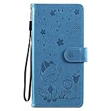 Huawei P8 Lite 2017 Hülle, VQWQ Handyhülle Niedlich Biene Lederhülle Brieftasche Klapphülle Magnetisch mit Kartenfach Schutzhülle für Huawei P8 Lite 2017 Tasche [Katze] -B
