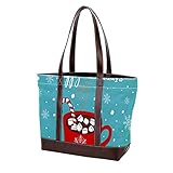 NaiiaN Leichte Strap Purse Shopping Umhängetaschen Tote Bag für Mutter Frauen Mädchen Damen Student roter Becher Zuckerstange Schneeflocken Wünsche H