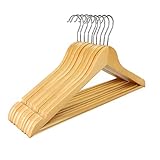 Artillen Holz-Kleiderbügel aus Holz, 10 Stück, 44,5 cm, Kleiderbügel aus Holz, mit Schulterkerben, Hosenstange, 360° drehbarer Haken (Natur)
