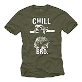 Cooles Hipster T-Shirt mit Faultier für Herren CHILL BRO. Grün Größe XXXL