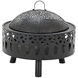 DUTUI Gartendekoration Im Hinterhof Im Freien Mit Feuerstelle Holzfeuerstelle Im Freien Lagerfeuer Metallfeuerstelle Für Den Außenbereich Geeignet,Schw