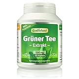 Grüner Tee Extrakt (90% Polyphenole), 500 mg, hochdosiert, 120 Kapseln - OHNE künstliche Zusätze. Ohne Gentechnik. Veg