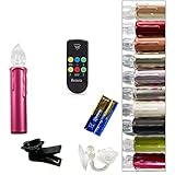 DbKW (Pink, 10er Set BK I1) LED Weihnachtsbaumkerzen, Fernbedienung, Timer, Flacker/Standlicht, Dimmfunktion, 10er Set, warm-weiß, Fenster -Saugnapfhalter. Baumkerzen Weihnachtsk